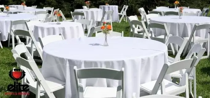Discover top-notch chair and table rental options, ideal for creating a welcoming and sophisticated atmosphere at any gathering.