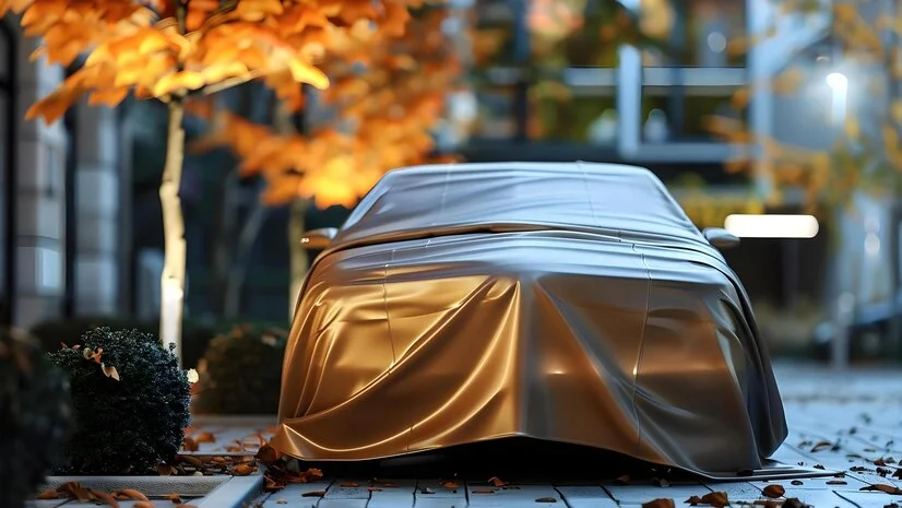 Canopy next to car door to unload in rain